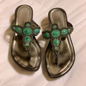 Donald Pliner Turquoise Beaded Sandals Sz 8